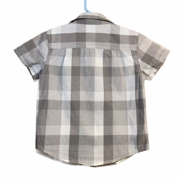 Kenneth Cole Reaction Toddler Boys Gray White Plaid Shirt Size 3T - Picture 3 of 5